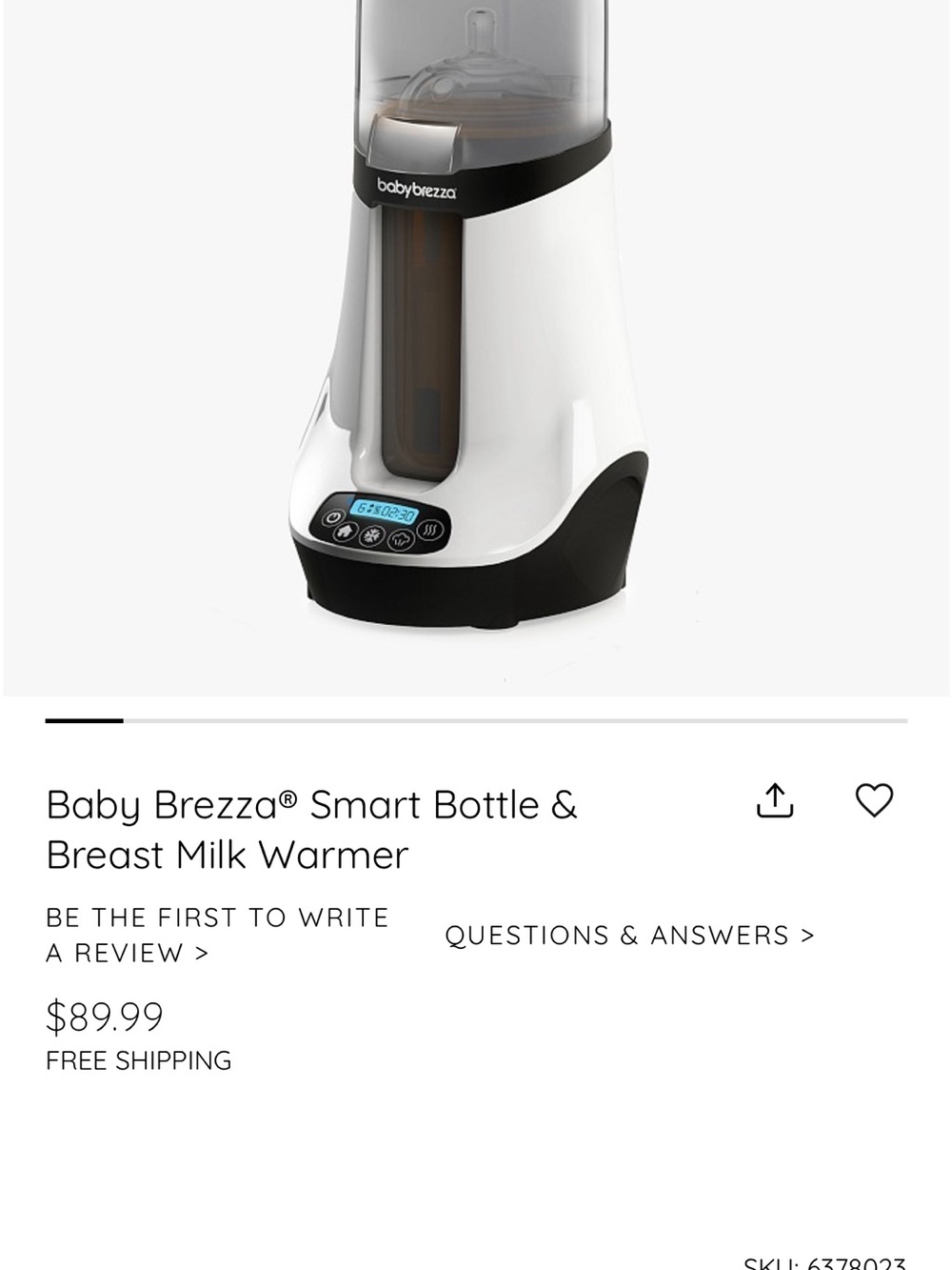 Baby Brezza Smart Bottle & Breast Milk Warmer in White